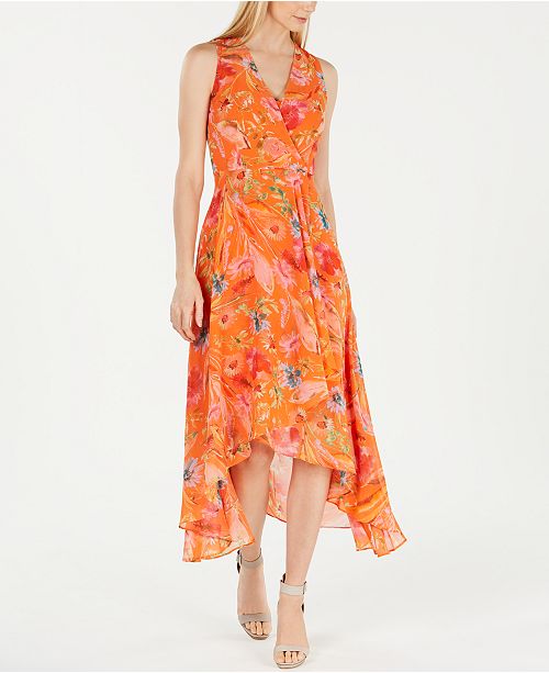 Calvin Klein Petite Floral Printed Wrap Maxi Dress Reviews Macy S