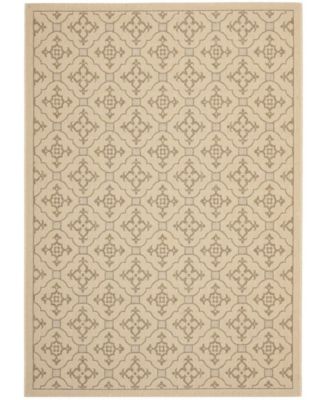 Courtyard CY6564 Creme and Brown 5'3" x 7'7" Sisal Weave Outdoor Area Rug