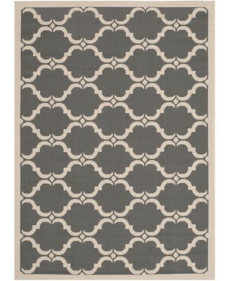 Courtyard CY6009 Anthracite and Beige 5'3" x 7'7" Sisal Weave Outdoor Area Rug