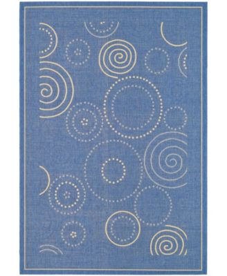 Courtyard CY1906 Blue and Natural 5'3" x 7'7" Sisal Weave Outdoor Area Rug