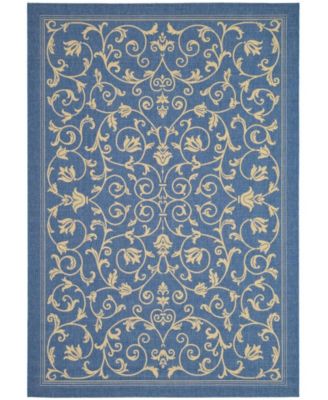 Courtyard CY2098 Blue and Natural 5'3" x 7'7" Outdoor Area Rug