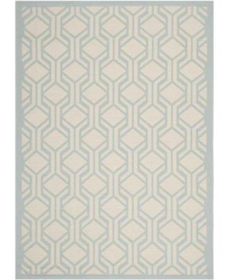 Courtyard CY6114 Beige and Aqua 5'3" x 7'7" Sisal Weave Outdoor Area Rug