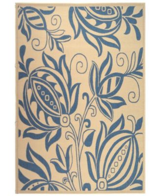 Courtyard CY2961 Natural and Blue 8' x 11' Outdoor Area Rug