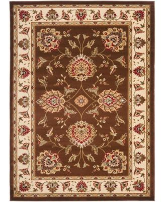Lyndhurst LNH555 Brown and Ivory 5'3" x 7'6" Area Rug