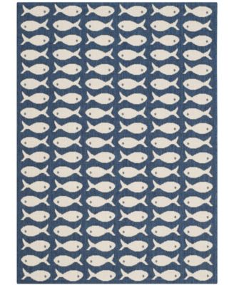 Courtyard CY6013 Navy and Beige 5'3" x 7'7" Sisal Weave Outdoor Area Rug