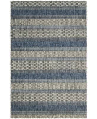 Courtyard CY8464 Gray and Navy 8' x 11' Outdoor Area Rug