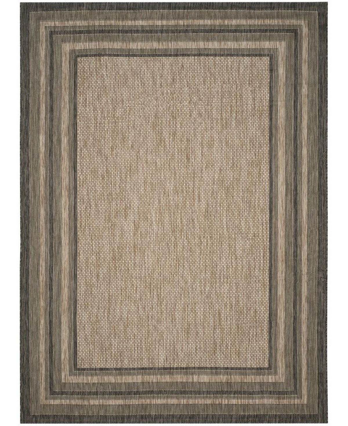 Safavieh Courtyard Cy8475 Natural And Black 9' X 12' Outdoor Area Rug In Metallic
