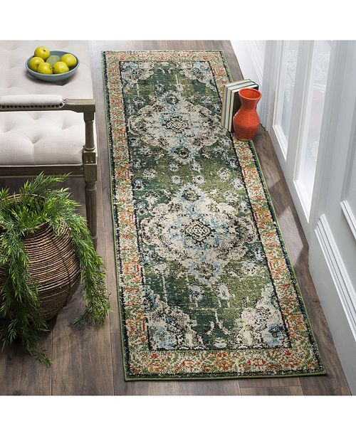 Safavieh Monaco Forest Green And Light Blue 2 2 X 8 Runner Area Rug Reviews Rugs Macy S