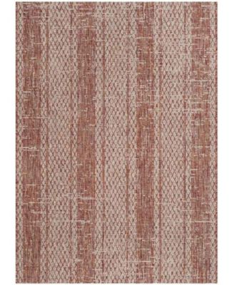 Courtyard CY8736 Light Beige and Terracotta 5'3" x 7'7" Sisal Weave Outdoor Area Rug