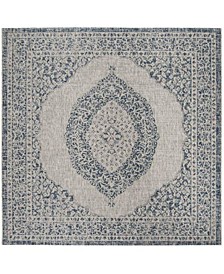 Courtyard Light Gray and Blue 6'7" x 6'7" Sisal Weave Square Area Rug
