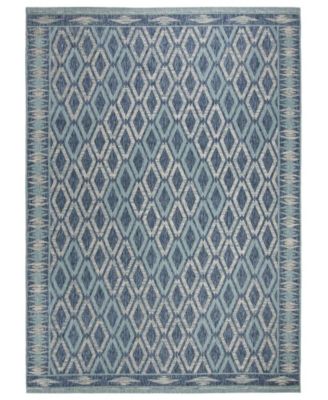 Courtyard CY8531 Navy and Aqua 8' x 11' Outdoor Area Rug