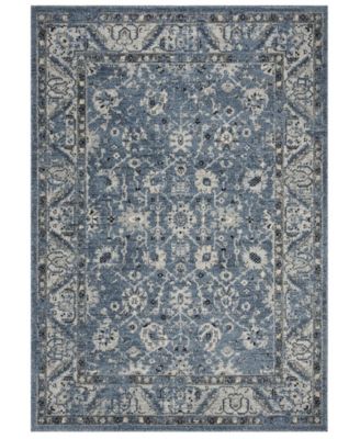 Charleston CHL413 Navy and Light Gray 5'3" x 7'6" Area Rug