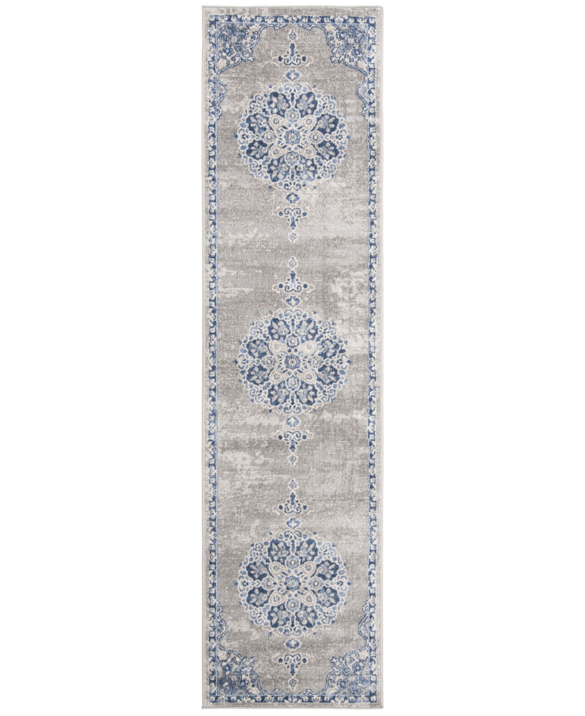 Safavieh Brentwood BNT867 Light Grey and Blue Runner Area Rug