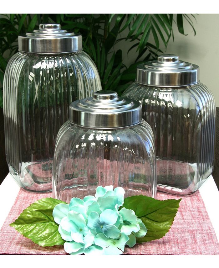 Gibson Cottage Chic 3 Piece Canister Set with Stainless Steel Lid Macy's