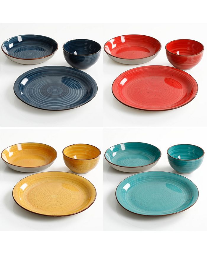 Gibson Color Speckle 12 Piece Mix and Match Double Bowl Dinnerware Set