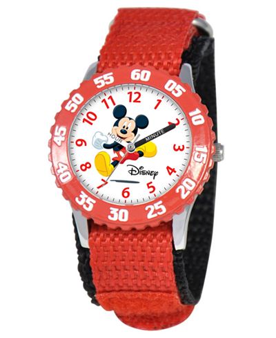 Disney Watch, Kid's Mickey Mouse Time Teacher Red Velcro Strap 31mm W000003