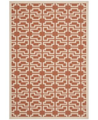 Courtyard CY6015 Terracotta and Beige 5'3" x 7'7" Outdoor Area Rug