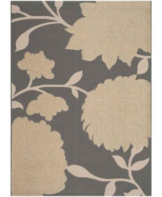 Courtyard CY7321 Anthracite and Beige 5'3" x 7'7" Sisal Weave Outdoor Area Rug