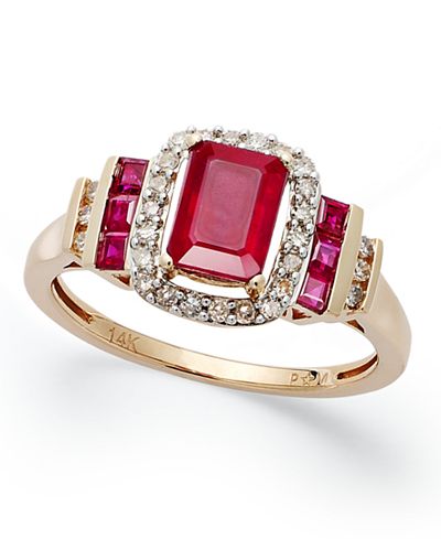 Ruby (1-5/8 ct. t.w.) and Diamond (1/5 ct. t.w.) Ring in 14k Rose Gold - Rings - Jewelry ...