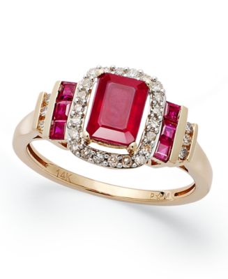 Macy's Ruby (1-5/8 ct. t.w.) and Diamond (1/5 ct. t.w.) Ring in 14k ...