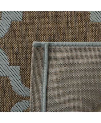 Courtyard CY6009 Brown and Aqua 5'3" x 7'7" Outdoor Area Rug