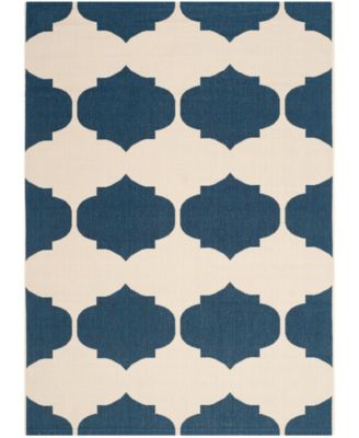 Courtyard CY6162 Beige and Navy 5'3" x 7'7" Outdoor Area Rug