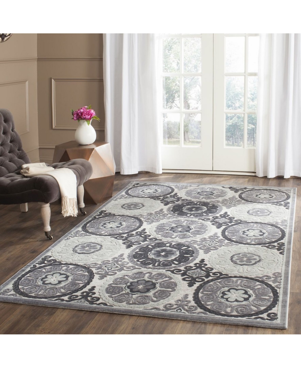 Safavieh Paradise PAR645 Light Gray and Dark Gray 5'1