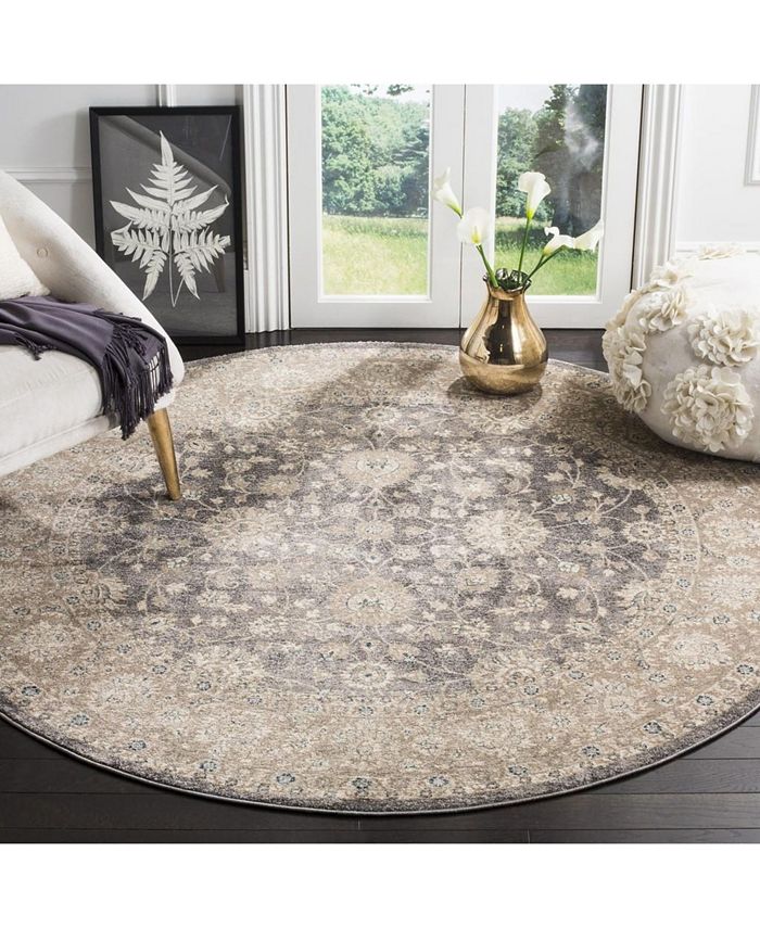Safavieh Sofia SOF330 Light Gray and Beige 6'7" x 6'7" Round Area Rug Macy's