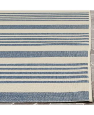 Courtyard CY6062 Beige and Blue 5'3" x 7'7" Sisal Weave Outdoor Area Rug
