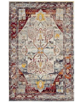 Crystal Light Blue and Red 5' x 8' Area Rug