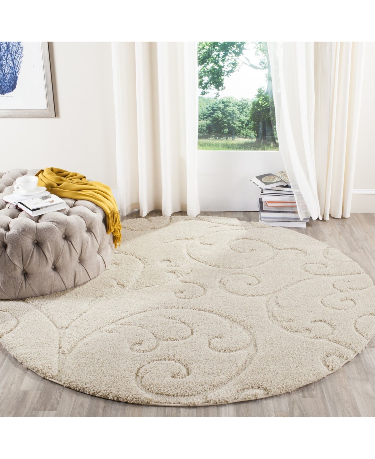 Safavieh Florida Shag SG455 x Area Rug -Creme
