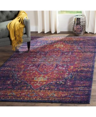 Evoke EVK275 Blue and Fuchsia 5'1" x 7'6" Area Rug