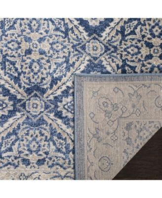 Brentwood BNT863 Navy and Creme 5'3" x 7'6" Area Rug