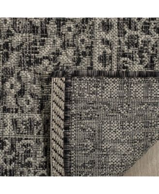 Courtyard CY8751 Light Gray and Black 5'3" x 7'7" Sisal Weave Outdoor Area Rug