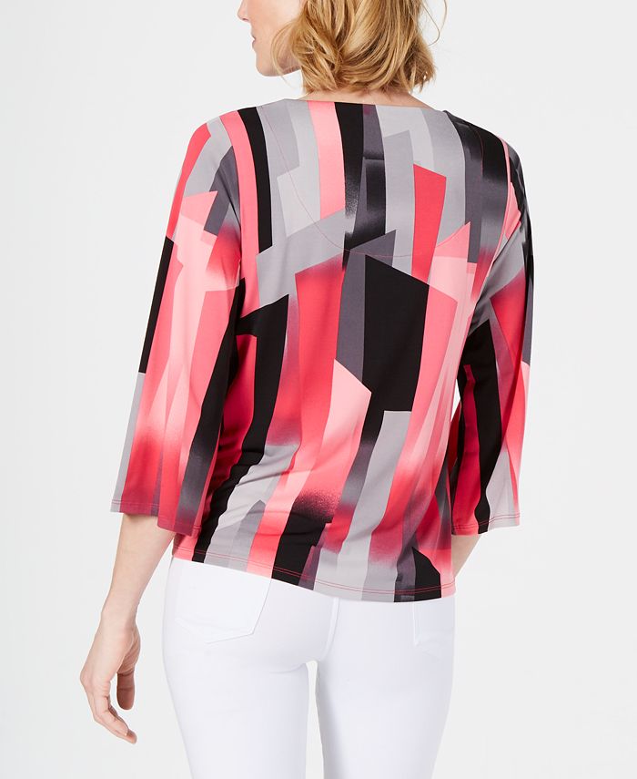 JM Collection Petite Printed Twist-Front Top, Created for Macy's - Macy's