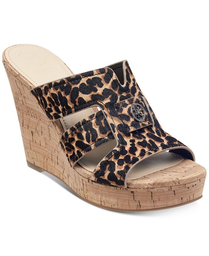 GUESS Women's Eadra Wedge Slide Sandals - Macy's