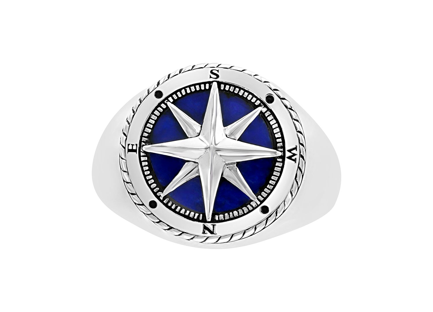 EFFY® Men's Lapis Lazuli Compass Ring in Sterling Silver