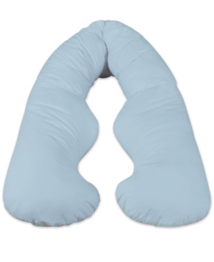 Leachco Back  N Belly Bliss Pregnancy/Maternity Body Pillow with 100% Sateen Cotton  300 Thread Count Zippered Cover in Cool Blue