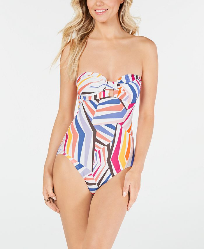 Kate Spade Molded Cup Bandeau Underwire One Piece Swimsuit