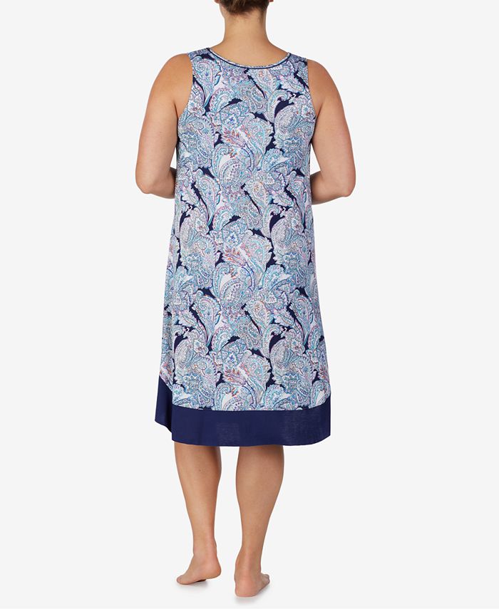 Ellen Tracy Plus-Size Printed Crisscross Keyhole Midi-Nightgown - Macy's