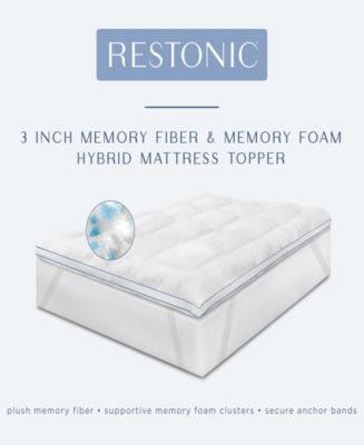 Restonic CLOSEOUT! 3" Memory Fiber/Memory Foam Hybrid Mattress Topper Collection