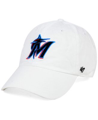 '47 Brand Miami Marlins White CLEAN UP Strapback Cap - Macy's