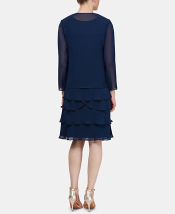 SL Fashions Sequined Lace Midi Dress - Macy's
