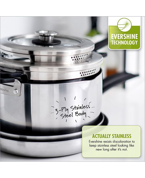 GreenPan Levels 6Pc. Stainless Steel Stackable Ceramic Nonstick Set