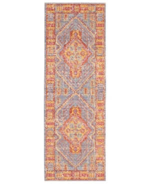 French Connection Marley Colorwashed Kilim 22" X 61" Accent Rug Bedding In Blue,purple