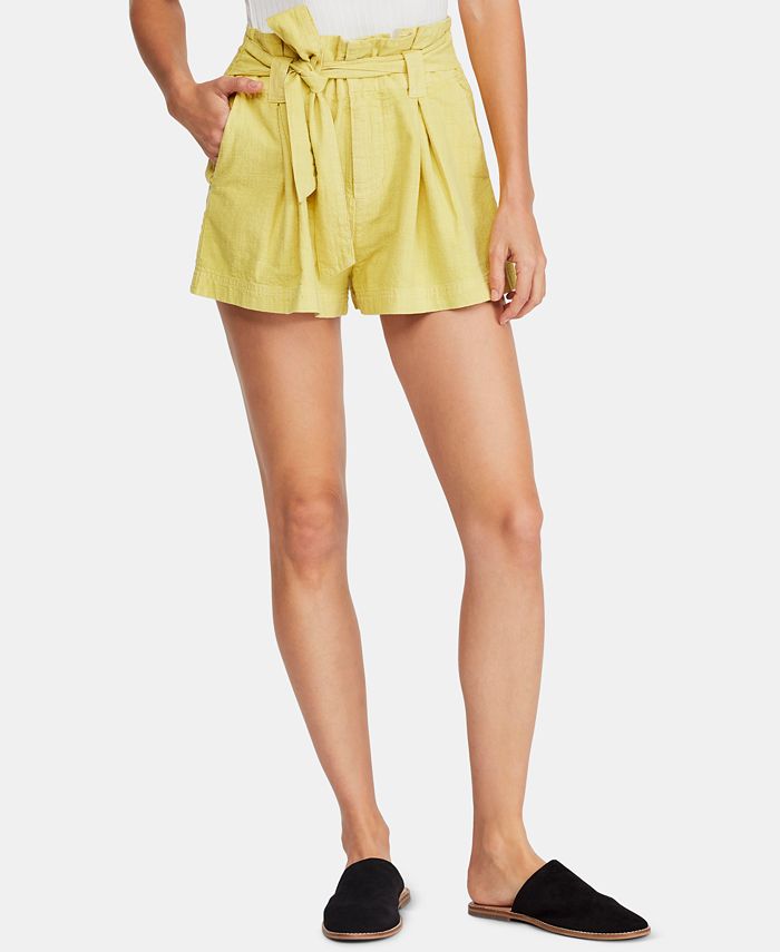 Free People Everywhere You Go Cotton Paperbag Belted Shorts - Macy's