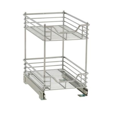 Design Trend Glidez 11.5" Standard Depth 2-Tier Double Basket Sliding Under Cabinet Organizer