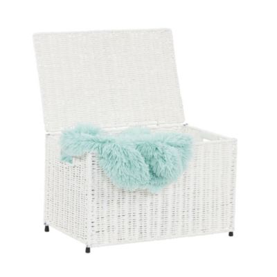 Small Wicker storage Chest, White 