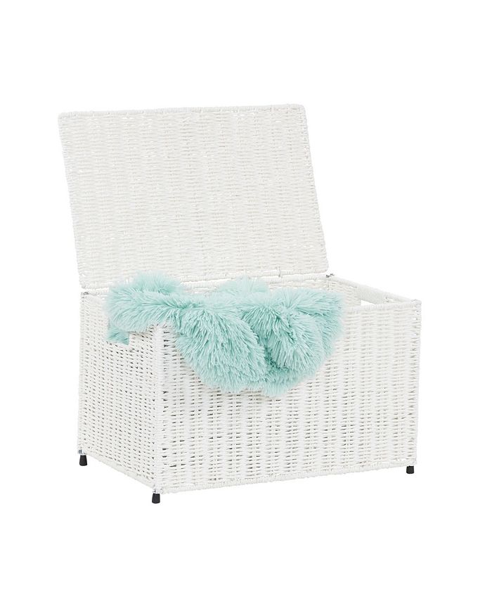 Household Essentials Small Wicker storage Chest, White Macy's
