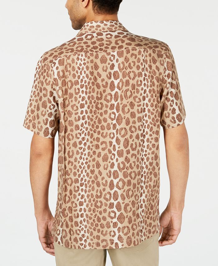 Tasso Elba Men's Leopard Graphic Camp Collar Silk Shirt, Created for ...